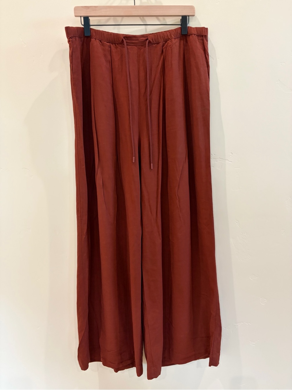 Calla Wide Leg Drawstring Pants in Rust